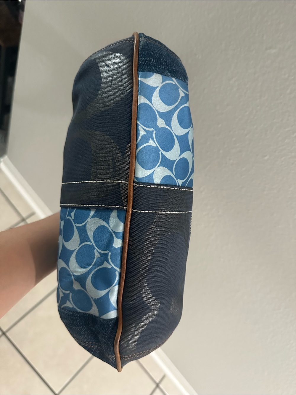 Coach Patchwork Denim and Leather Hobo Bag - Blue/Brown - Picture 4 of 9